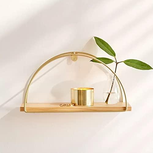 Golden D Shape Floating Shelve Wall Mounted, Rustic Wood mat Golden Color Wall Shelves Set for Bedroom, Bathroom, Living Room, Kitchen (Golden Color with MAT Finish) - ART AKASHA STUDIO