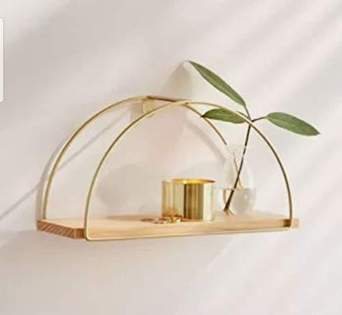 Golden D Shape Floating Shelve Wall Mounted, Rustic Wood mat Golden Color Wall Shelves Set for Bedroom, Bathroom, Living Room, Kitchen (Golden Color with MAT Finish) - ART AKASHA STUDIO