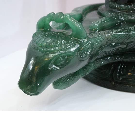 Sahaj Hast Green Jade Panchmukhi Shivling – Handmade Shivling for Pooja Room | Natural Jade Stone - ART AKASHA STUDIO