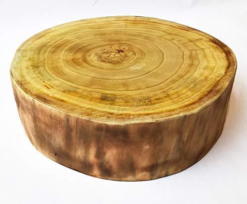 Sahaj Hast Barker Live Edge Butcher Block – Round Acacia Wood Cutting & Chopping Board - ART AKASHA STUDIO