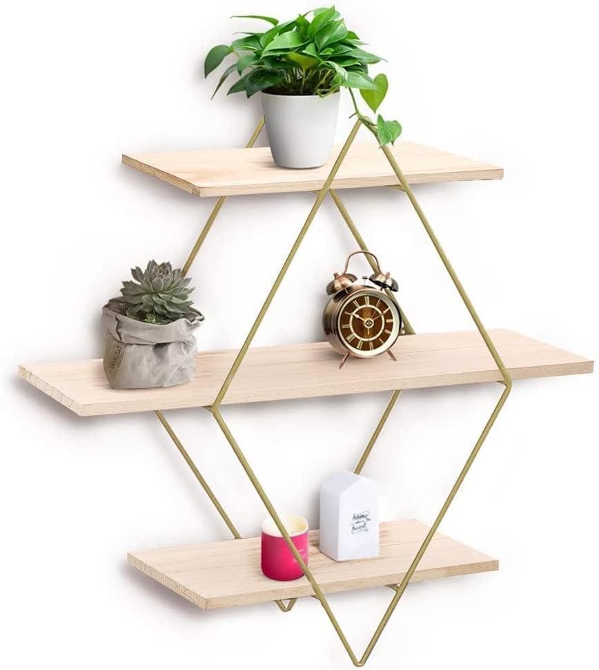 "Retro Charm 3-Tier Wall Shelf – Rustic Elegance Meets Modern Storage" (floating shelf) - ART AKASHA STUDIO