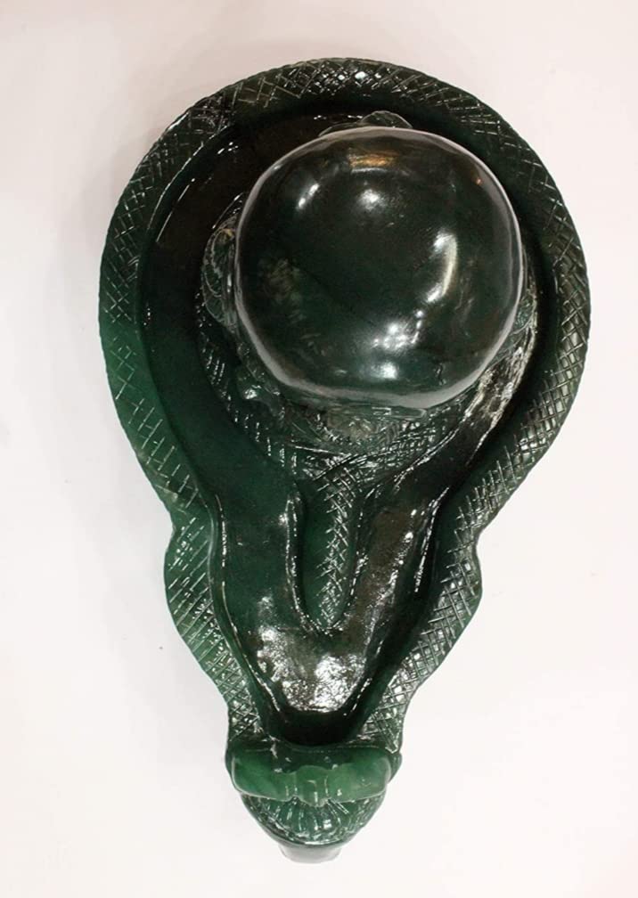 Sahaj Hast Green Jade Panchmukhi Shivling – Handmade Shivling for Pooja Room | Natural Jade Stone - ART AKASHA STUDIO