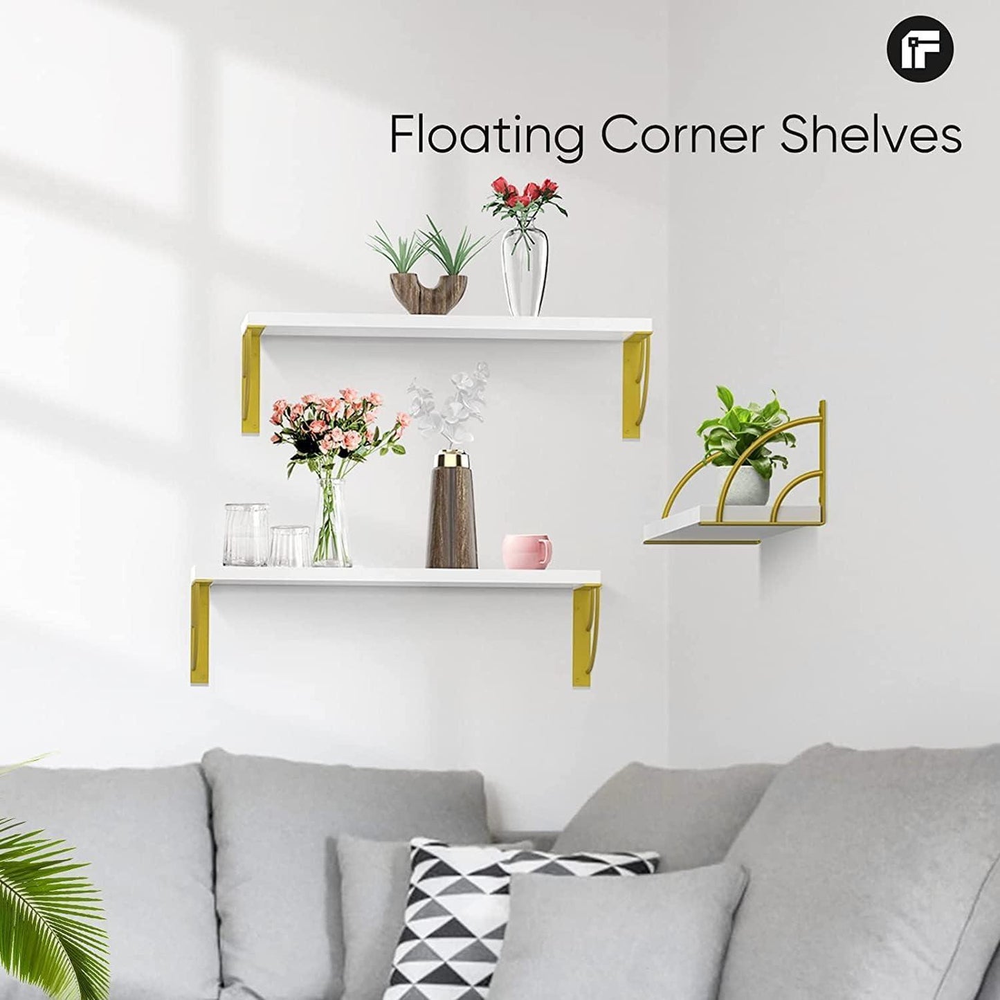 Sahaj Hast Set of 3 White Wood Wall Shelves – Modern Storage and Display Solution for Any Room - ART AKASHA STUDIO