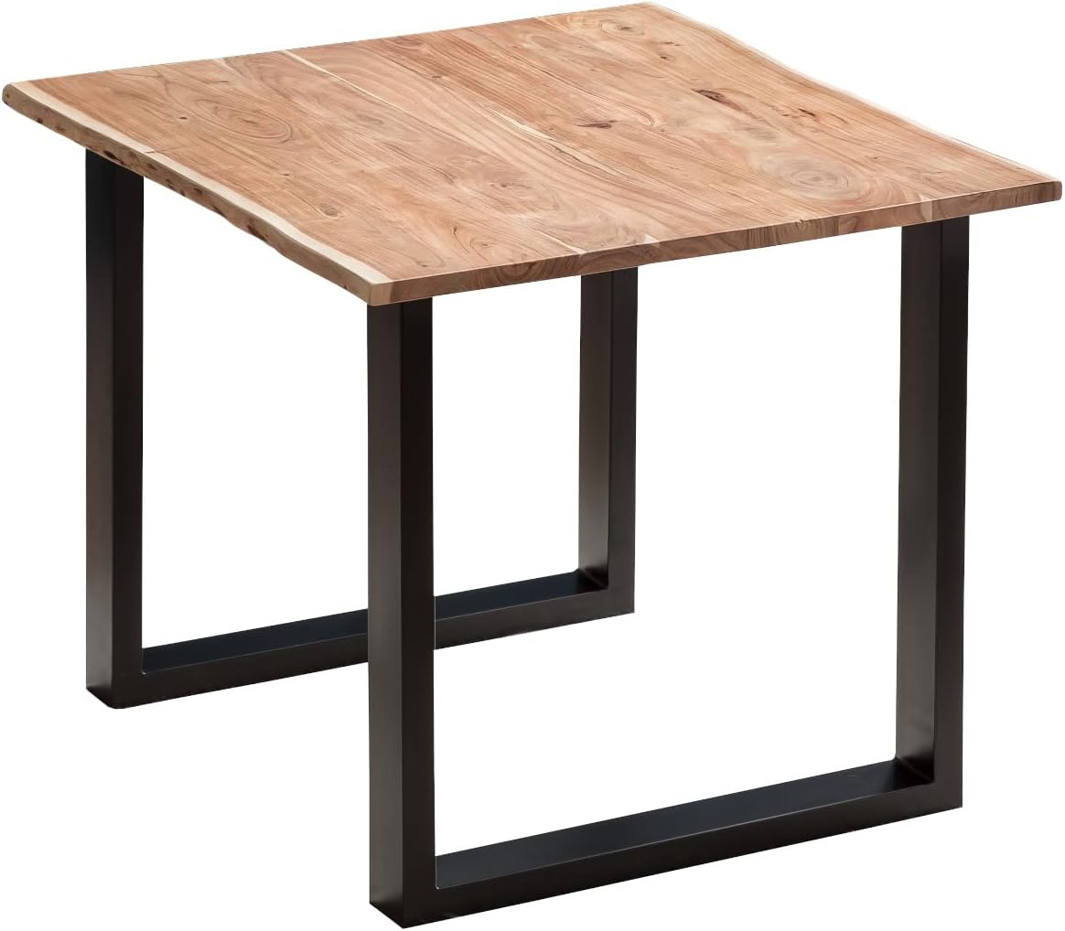 Sahajhast Solid Acacia Wood Dining Table with Real Wane Edge and Metal Legs – Natural Finish - ART AKASHA STUDIO