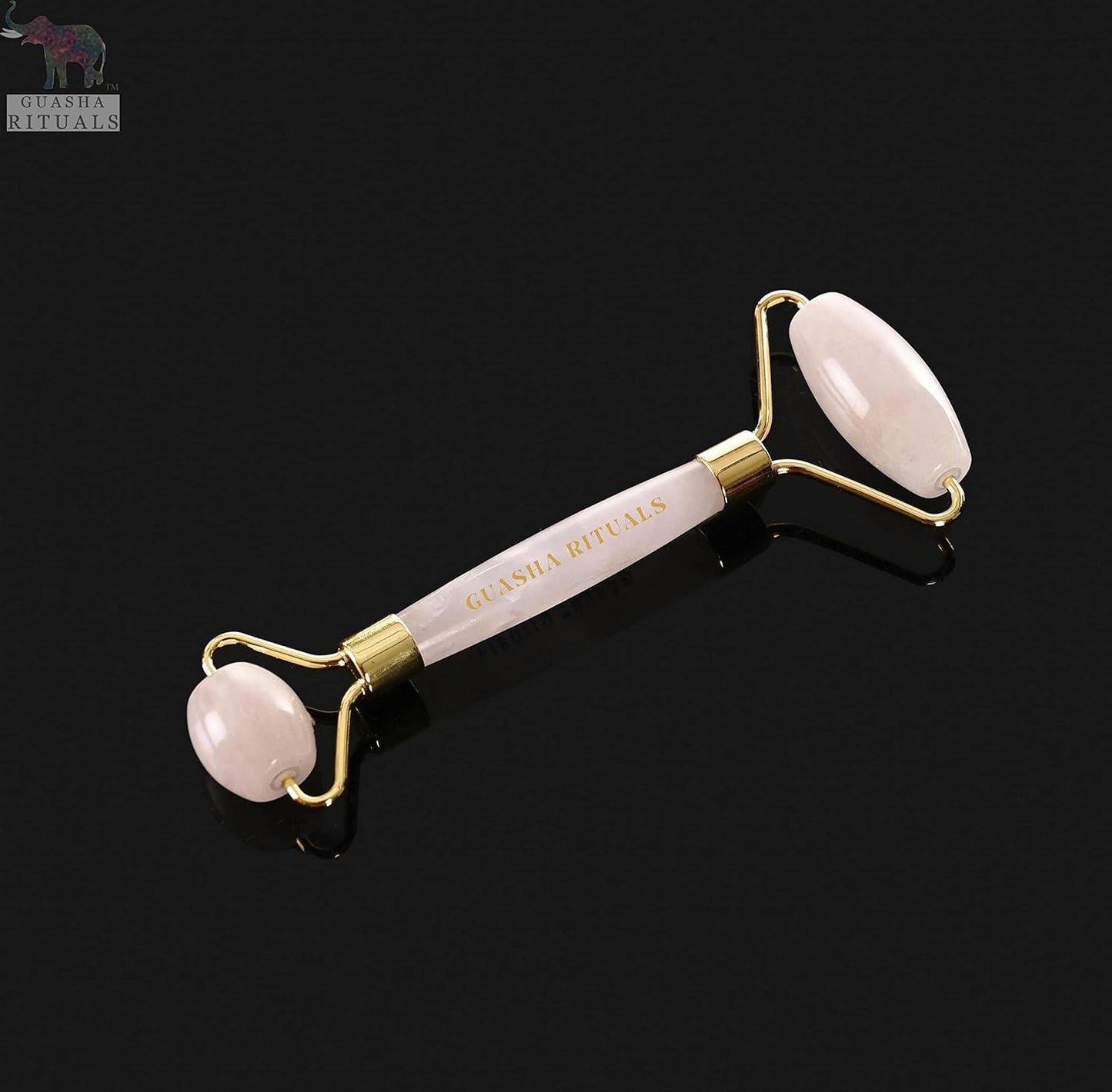 Natural certified Rose Quartz Facial Massage Roller Wand Gua Sha Spa - ART AKASHA STUDIO