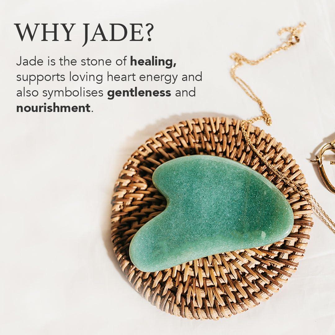 Sahajhast Gua Sha Facial Tool Green Aventurine Gua Sha Stone for Face Lifting Acupressure Lymphatic Drainage & Anti-Aging(Jade Gua Sha) - ART AKASHA STUDIO