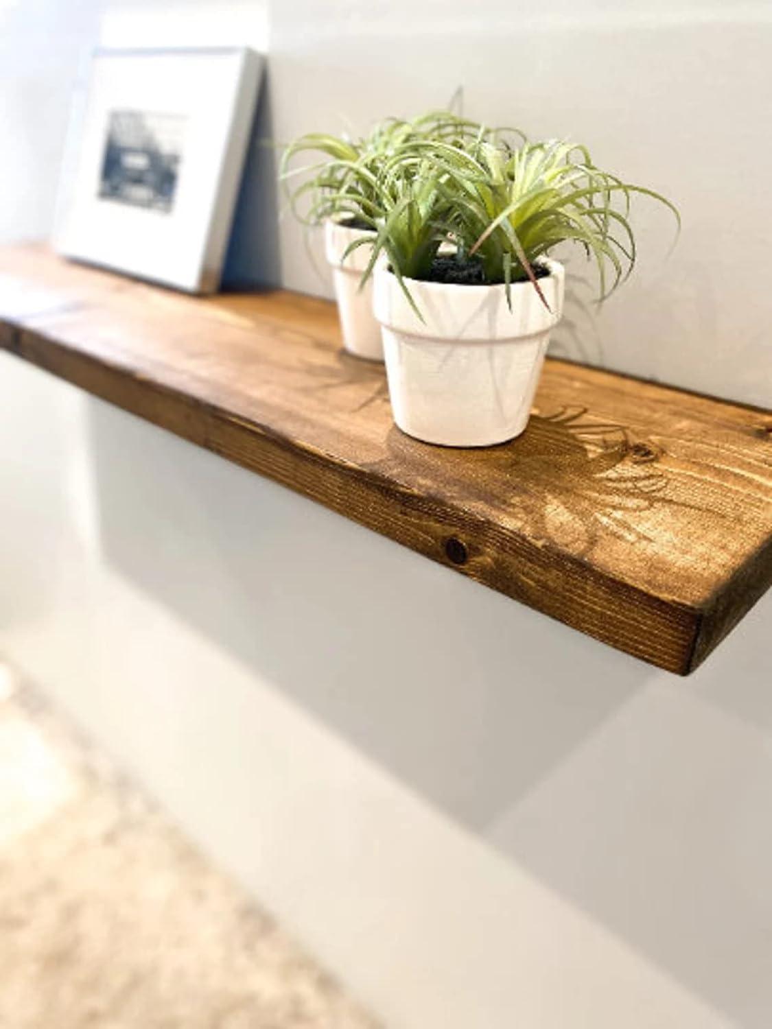 "Handcrafted Rustic Wood Floating Shelves – Set of 2, 24" x 6" | Authentic Indian Craftsmanship with Canadian Wood" - ART AKASHA STUDIO