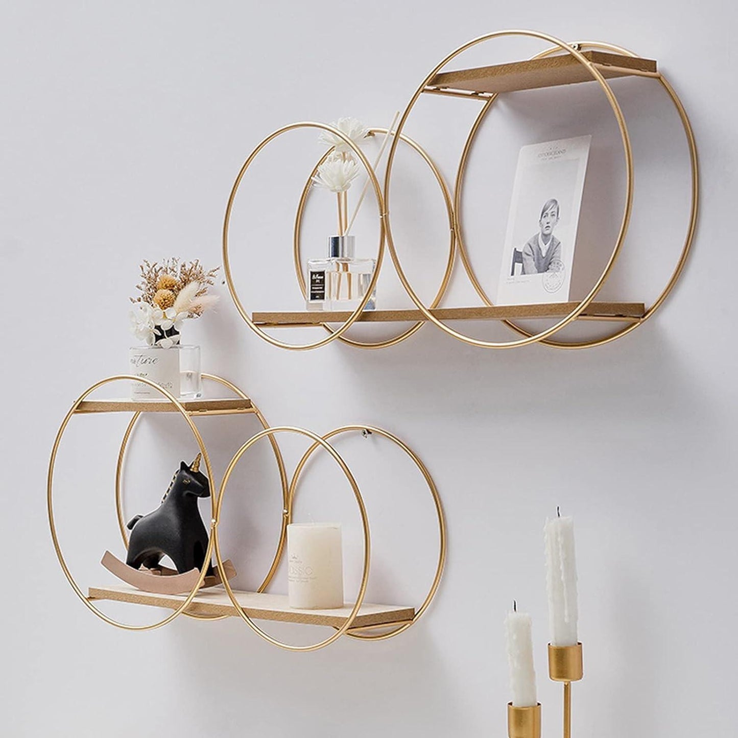 Elevate Your Space with the Modern Wall Mount Circle Geometric Shelf - ART AKASHA STUDIO