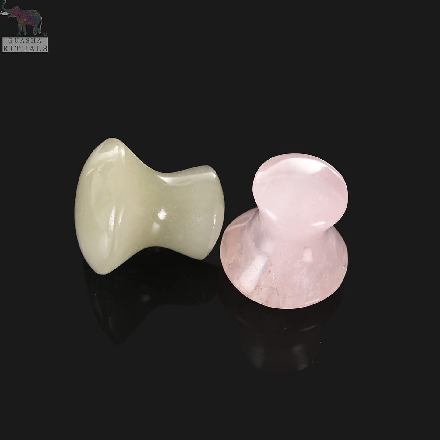 Sahajhast Certified Gua Sha Massage Tool,2pcs Mushroom Shape Rose Quartz/Green Aventurine Jade Stone Crystal Guasha Scraping Stone - ART AKASHA STUDIO