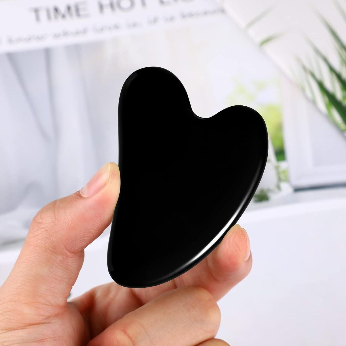 Sahaj Hast Black Gua Sha Facial Tool – Premium Jade Stone for Skincare & Relaxation - ART AKASHA STUDIO