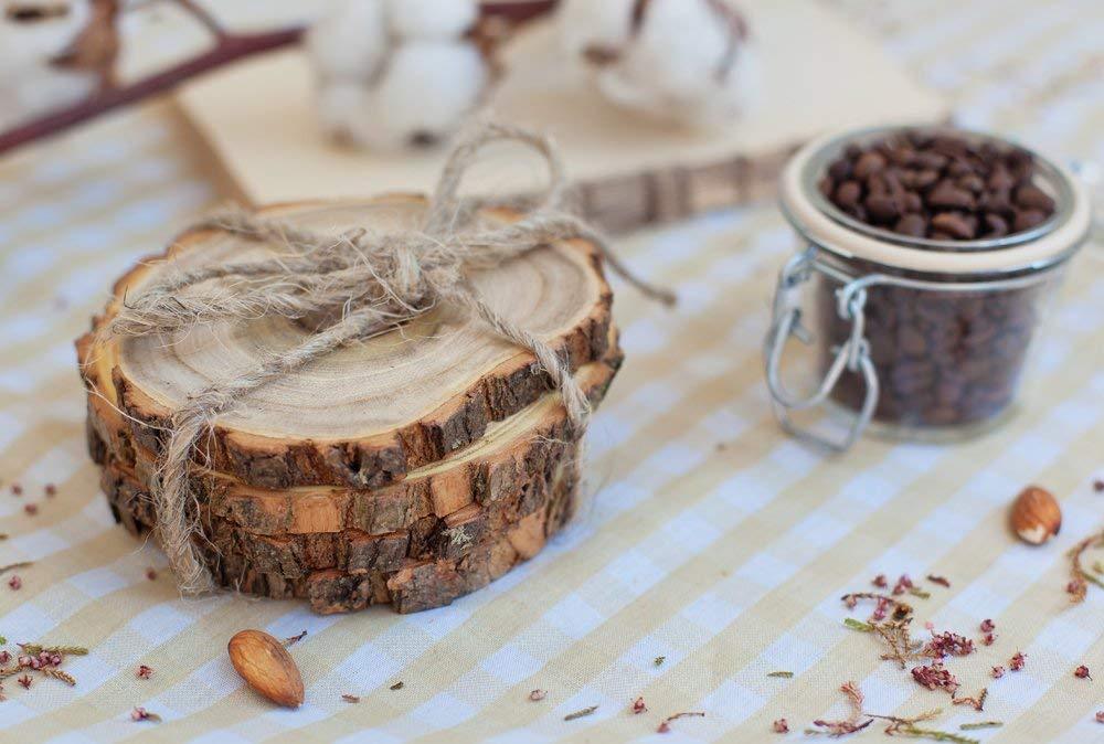 Sahaj Hast Natural Wooden 4" Coasters – Set of 4 (Round) - ART AKASHA STUDIO