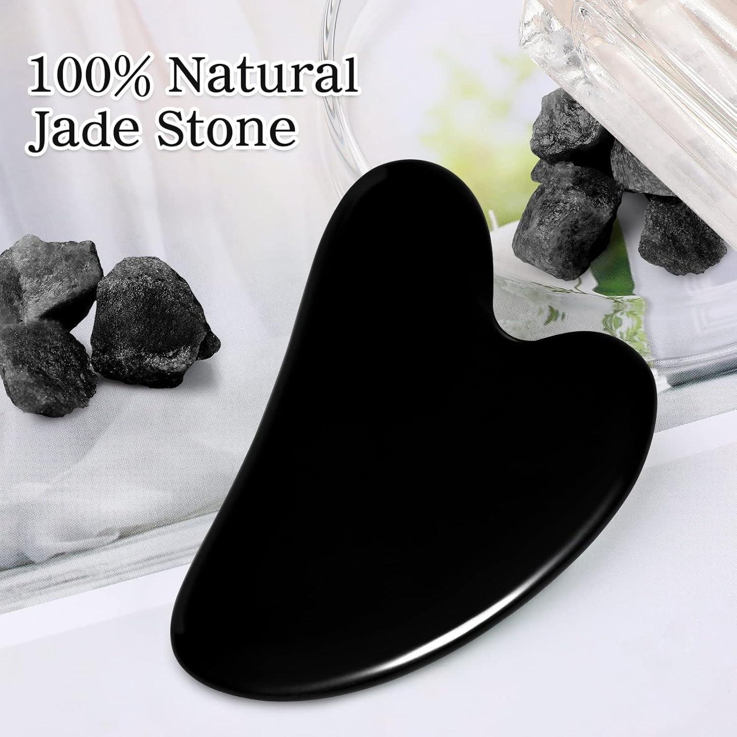 Sahaj Hast Black Gua Sha Facial Tool – Premium Jade Stone for Skincare & Relaxation - ART AKASHA STUDIO