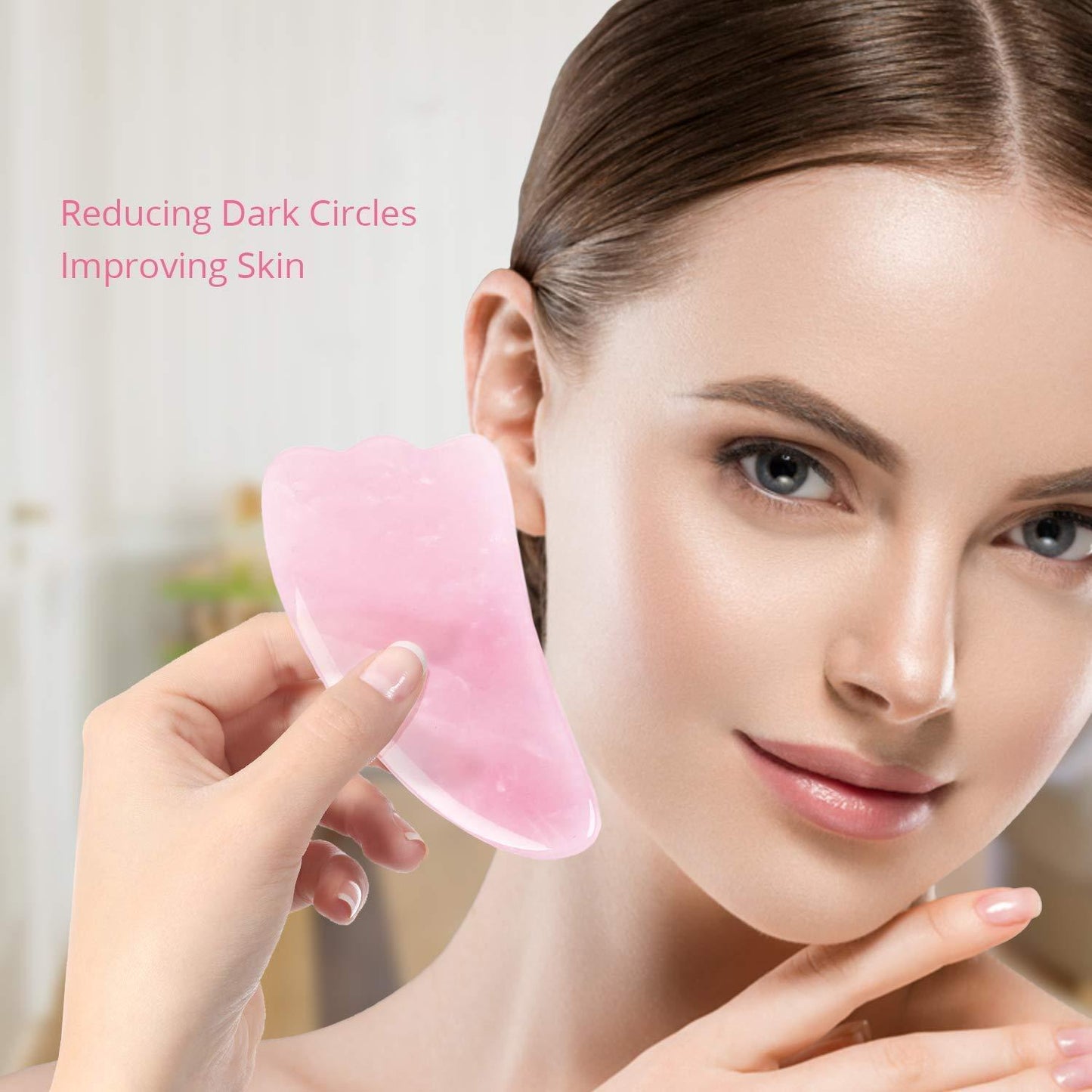 Sahaj Hast Pink Jade Gua Sha Massage Tool – 2-Piece Set for Face, Neck & Body - ART AKASHA STUDIO