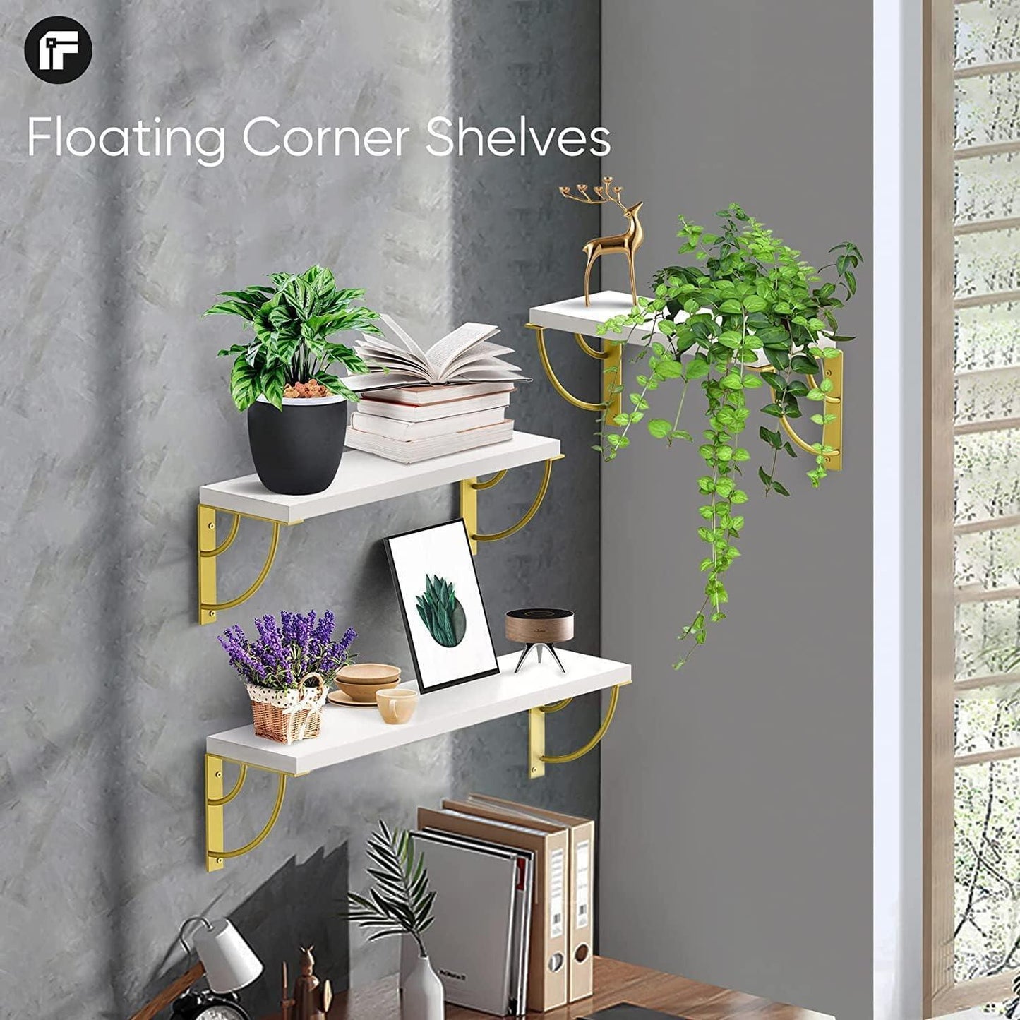 Sahaj Hast Set of 3 White Wood Wall Shelves – Modern Storage and Display Solution for Any Room - ART AKASHA STUDIO