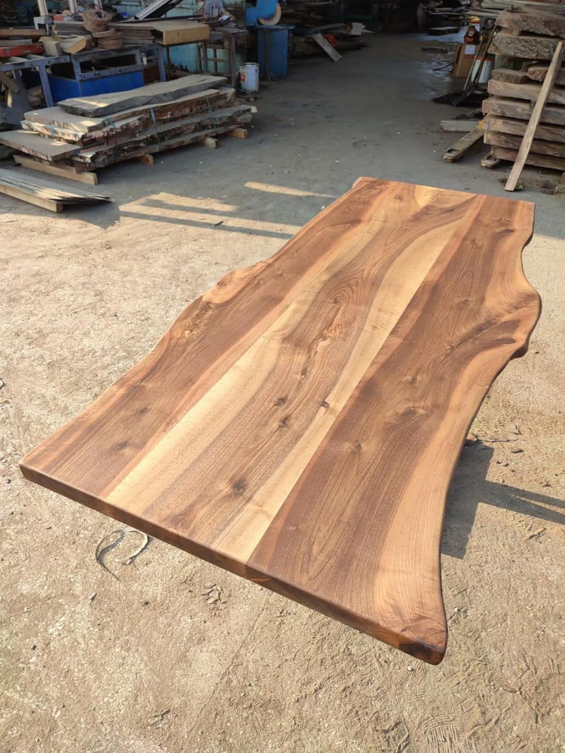 Sahaj Hast Live Edge Tabletop – Solid Walnut Wood Slab | Rustic Natural Kitchen Tabletop | Handmade Custom Furniture | Modern Farmhouse Style - ART AKASHA STUDIO