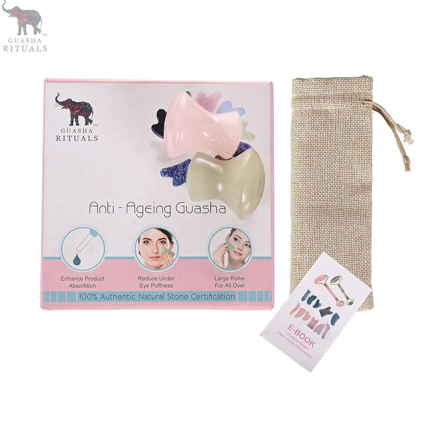Sahajhast Certified Gua Sha Massage Tool,2pcs Mushroom Shape Rose Quartz/Green Aventurine Jade Stone Crystal Guasha Scraping Stone - ART AKASHA STUDIO