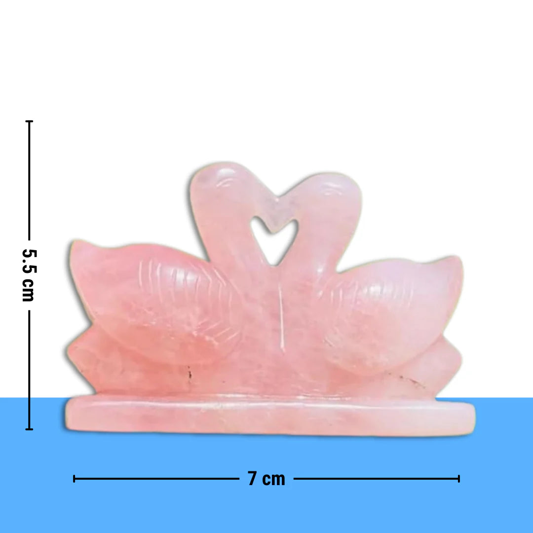 Natural Rose Quartz Duck Figurine Pair | Sahaj Hast | Healing Crystal for Love & Harmony | Handcrafted Romantic Gift & Home Décor - ART AKASHA STUDIO