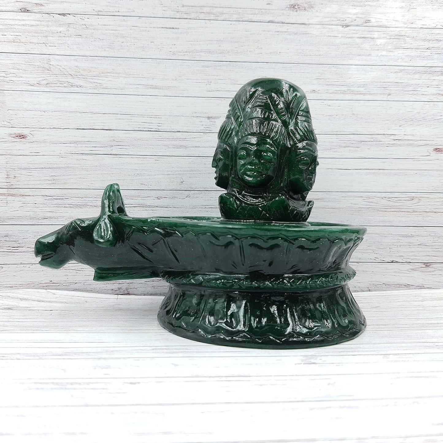 Sahaj Hast Green Jade Panchmukhi Shivling – Handmade Shivling for Pooja Room | Natural Jade Stone - ART AKASHA STUDIO