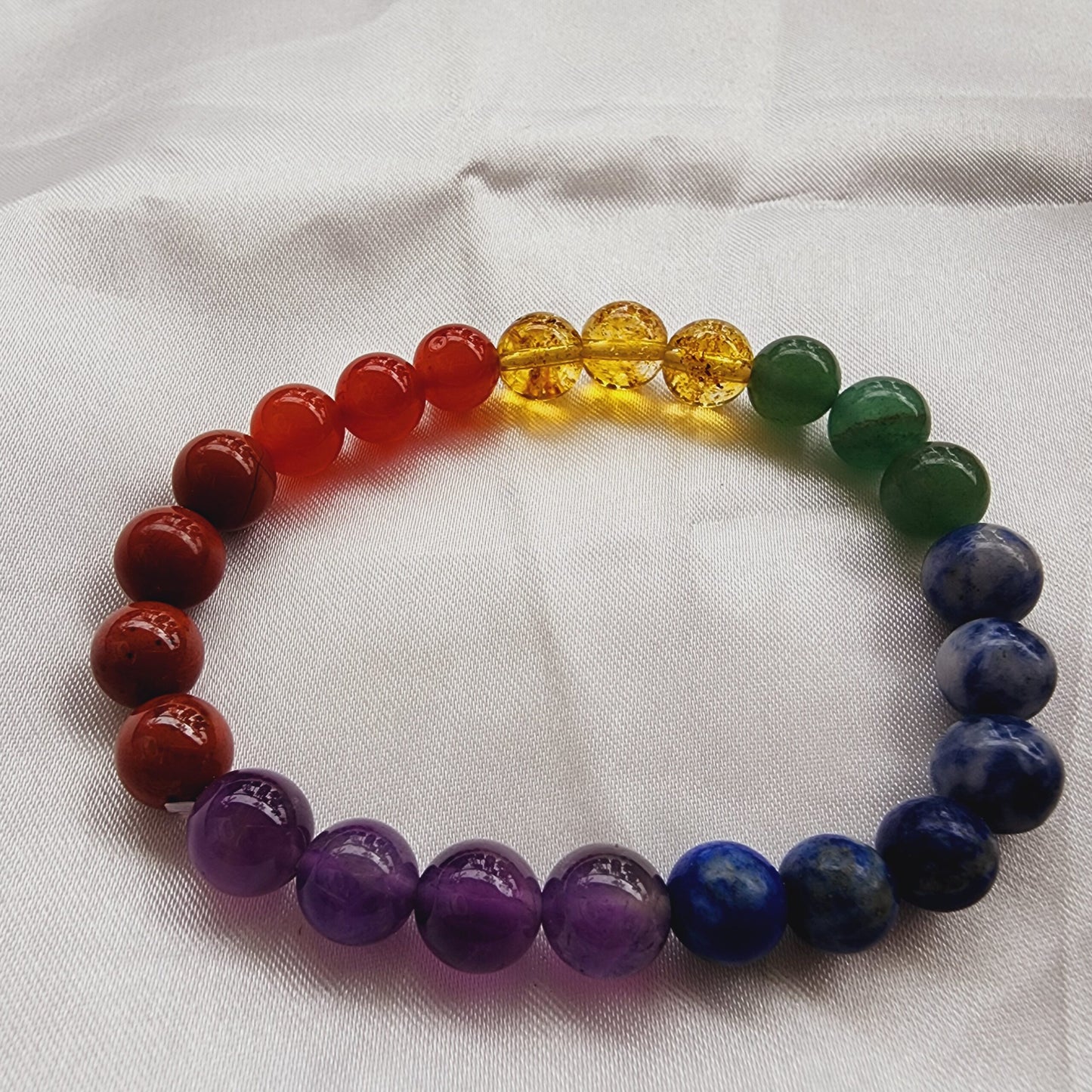Seven Chakra Bracelet with 8mm Beads – Balance, Harmony & Energy Alignment - ART AKASHA STUDIO