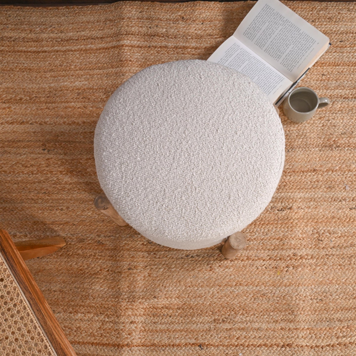 Modern Minimalist Round Ottoman - ART AKASHA STUDIO