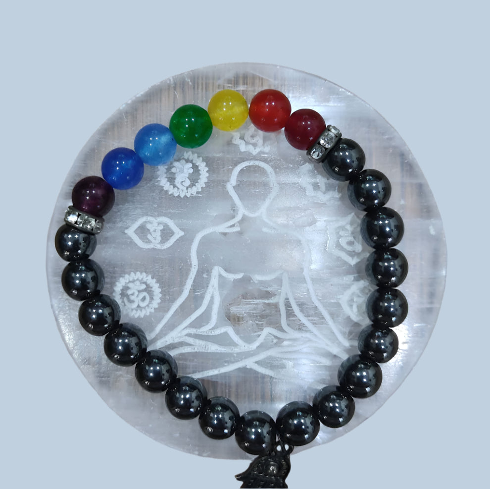 Selenite Charging Seven Chakra Coaster – Engraved Healing Plate - ART AKASHA STUDIO