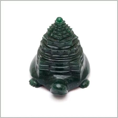 Shree Yantra on Tortoise – Natural Green Jade (500g) | Vastu & Spiritual Energy - ART AKASHA STUDIO