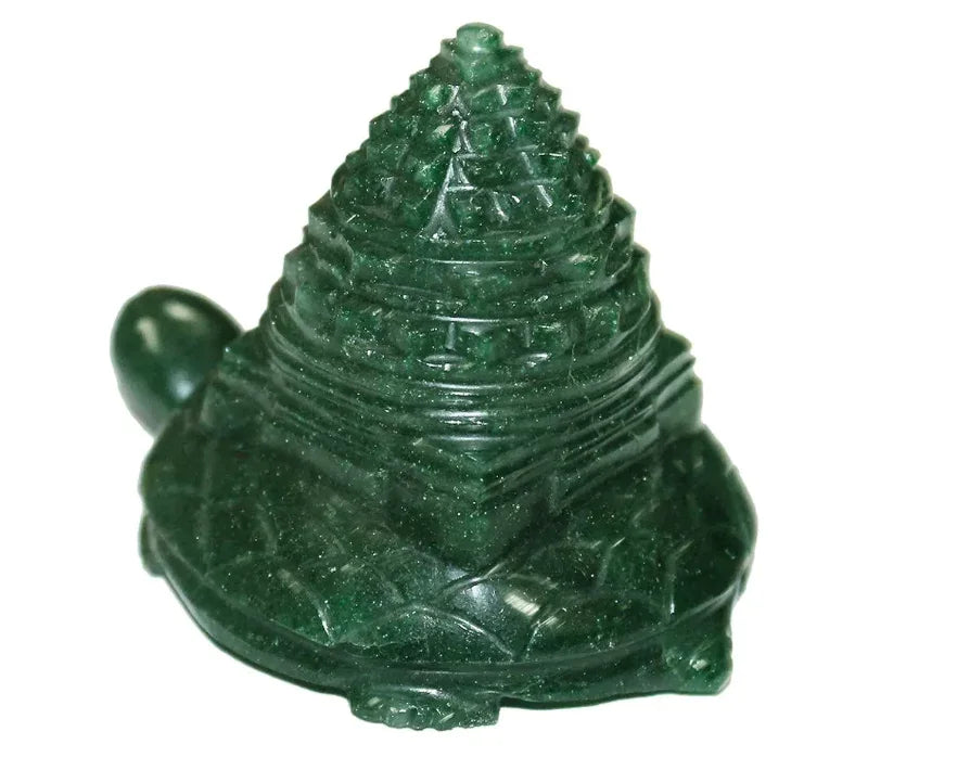 Shree Yantra on Tortoise – Natural Green Jade (500g) | Vastu & Spiritual Energy - ART AKASHA STUDIO