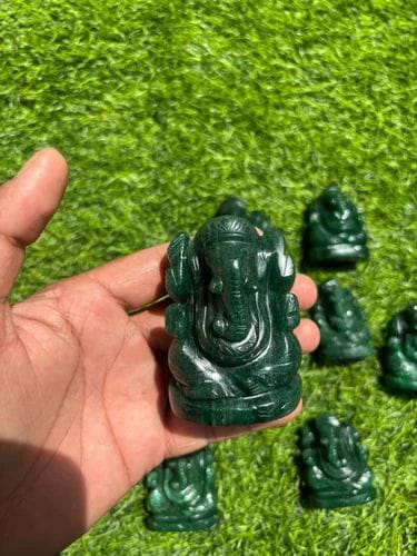 Sahaj Hast Divine Green Aventurine Ganesh Ji | Handcrafted Idol 150–200g - ART AKASHA STUDIO