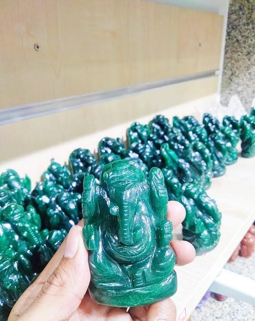 Sahaj Hast Divine Green Aventurine Ganesh Ji | Handcrafted Idol 150–200g - ART AKASHA STUDIO