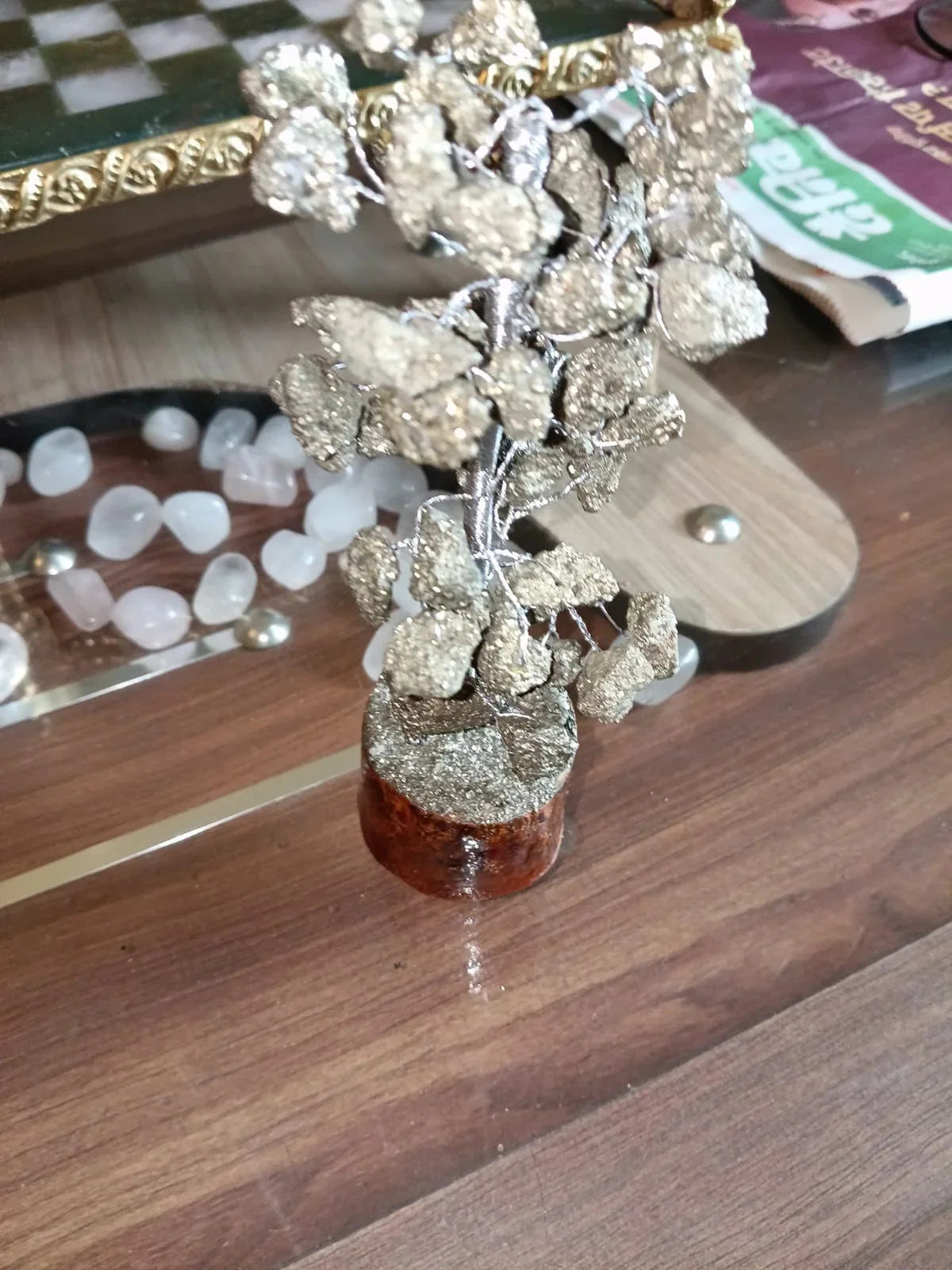 SahajHast Handmade Pyrite Crystal Tree for Positivity | Gem Tree Home Decor | Wealth Attraction Bonsai Gift - ART AKASHA STUDIO