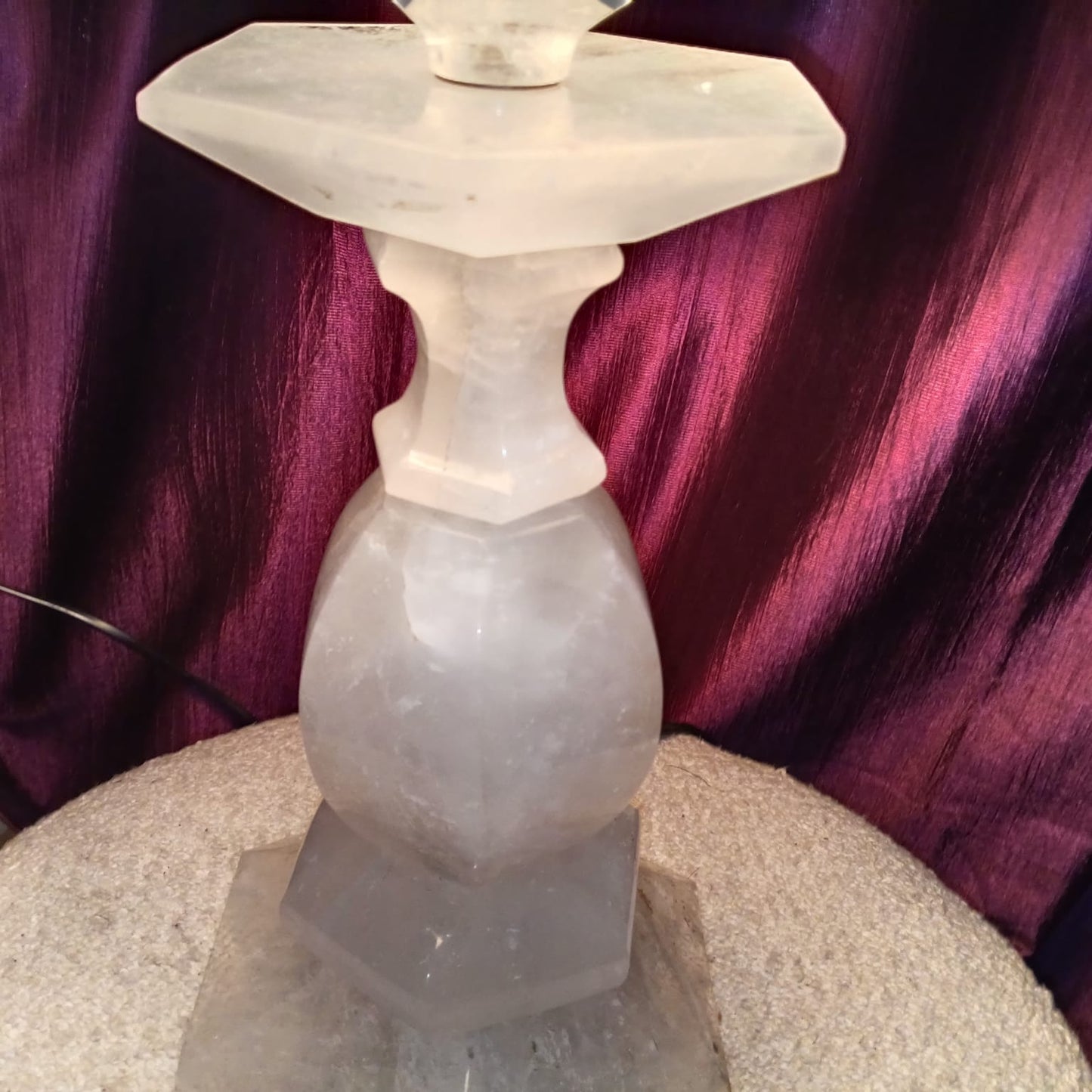 Antique Natural Crystal Table Lamp – 18 Inch | Solid Stone | 7.4 KG - ART AKASHA STUDIO