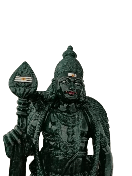 Hand-Carved Kartikeya Idol in Green Aventurine – Divine Artisan Creation - ART AKASHA STUDIO