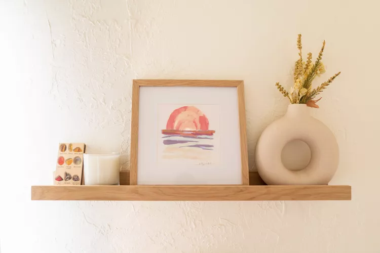 Floating Wood Shelves 24"x6" with Hidden Brackets - Single Piece - ART AKASHA STUDIO