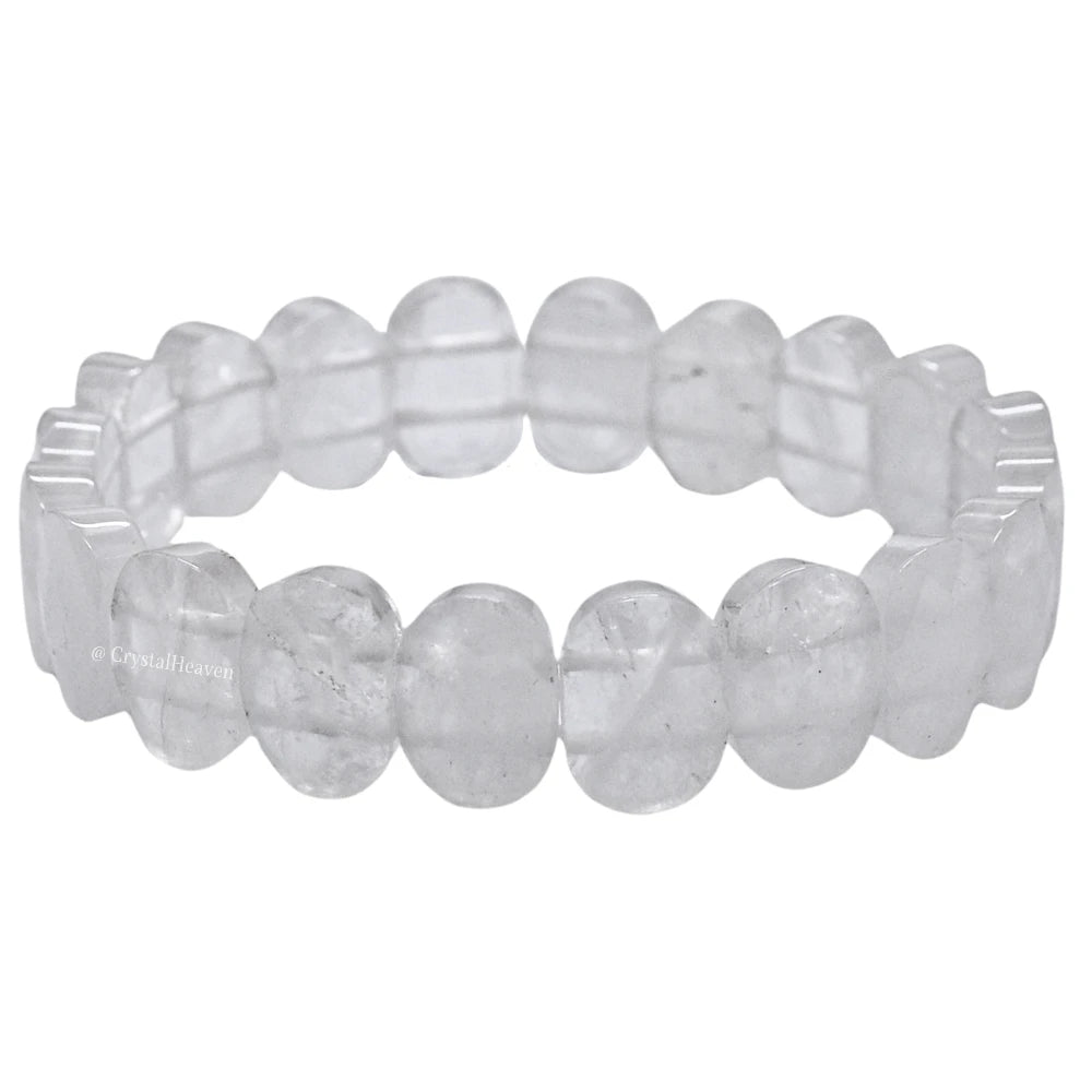 Sahaj Hast Clear Quartz Faceted Oval Bracelet – Healing Gemstone Jewelry - ART AKASHA STUDIO