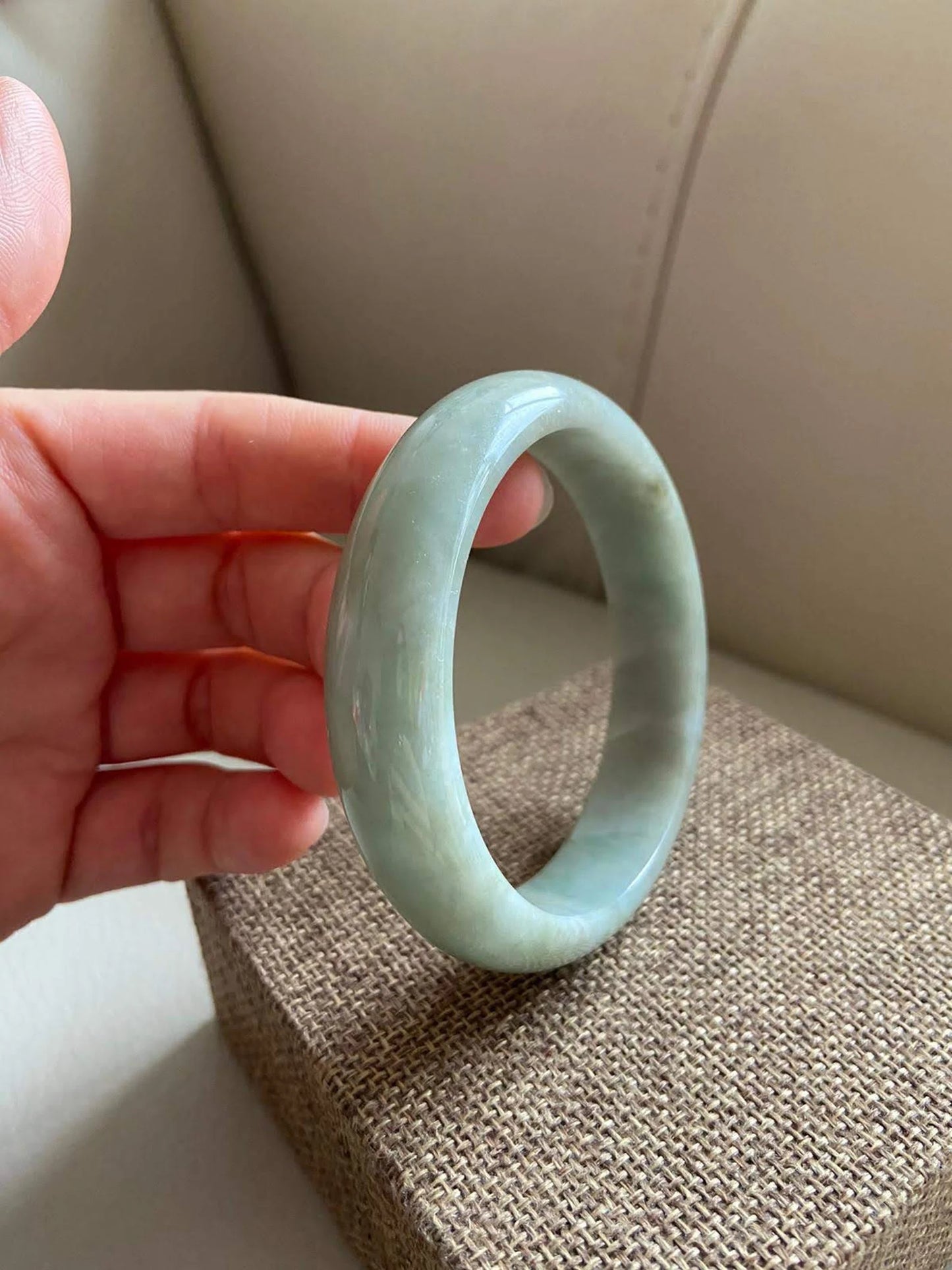 SahajHast Handmade Natural Grade A Jadeite Jade Bangle – Light Green with Icy Sea Green Hues | Classic Round Untreated Bracelet - ART AKASHA STUDIO