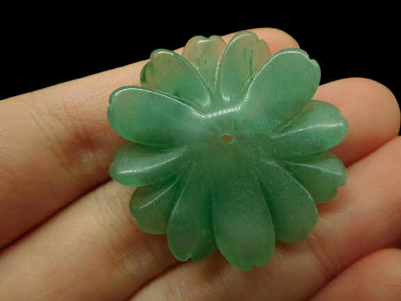 Sahajhast – Green Aventurine Gemstone Flower Bead | Natural Carved Stone Gift for Her | Handmade Jewelry Making Bead