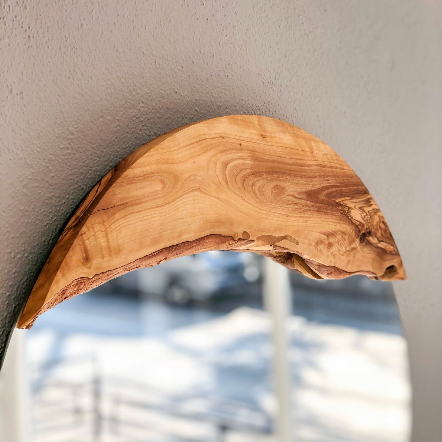 Handmade Wood Round Wall Mirror – Live Edge Wooden Frame | Rustic Natural Home Decor - ART AKASHA STUDIO