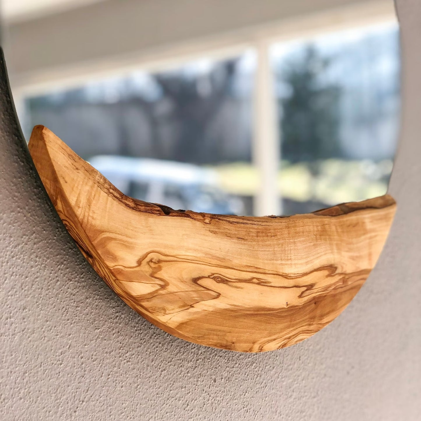 Handmade Wood Round Wall Mirror – Live Edge Wooden Frame | Rustic Natural Home Decor - ART AKASHA STUDIO