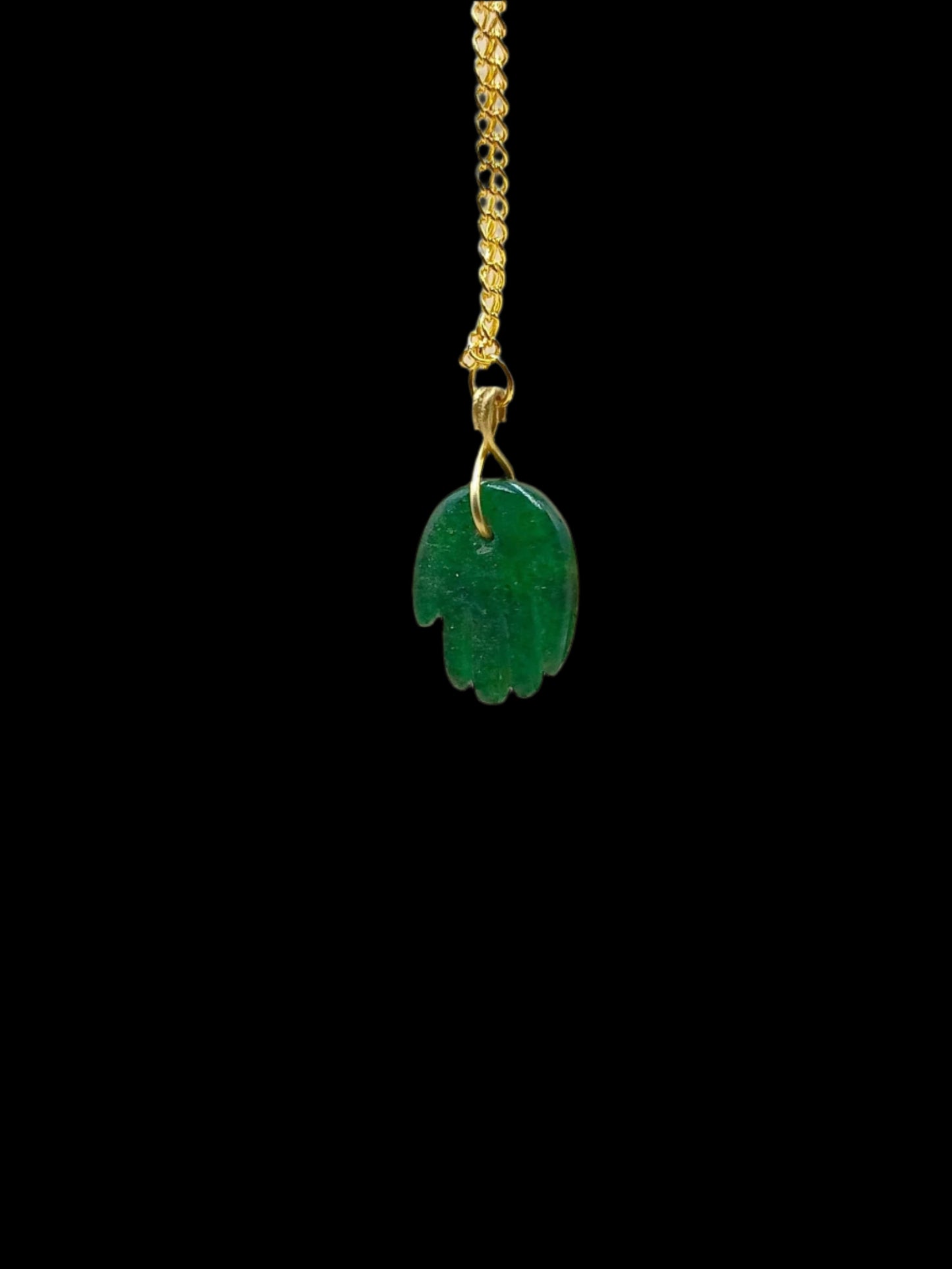 Green Jade Hamsa Hand Pendant – Hand-Carved Gemstone Charm - ART AKASHA STUDIO