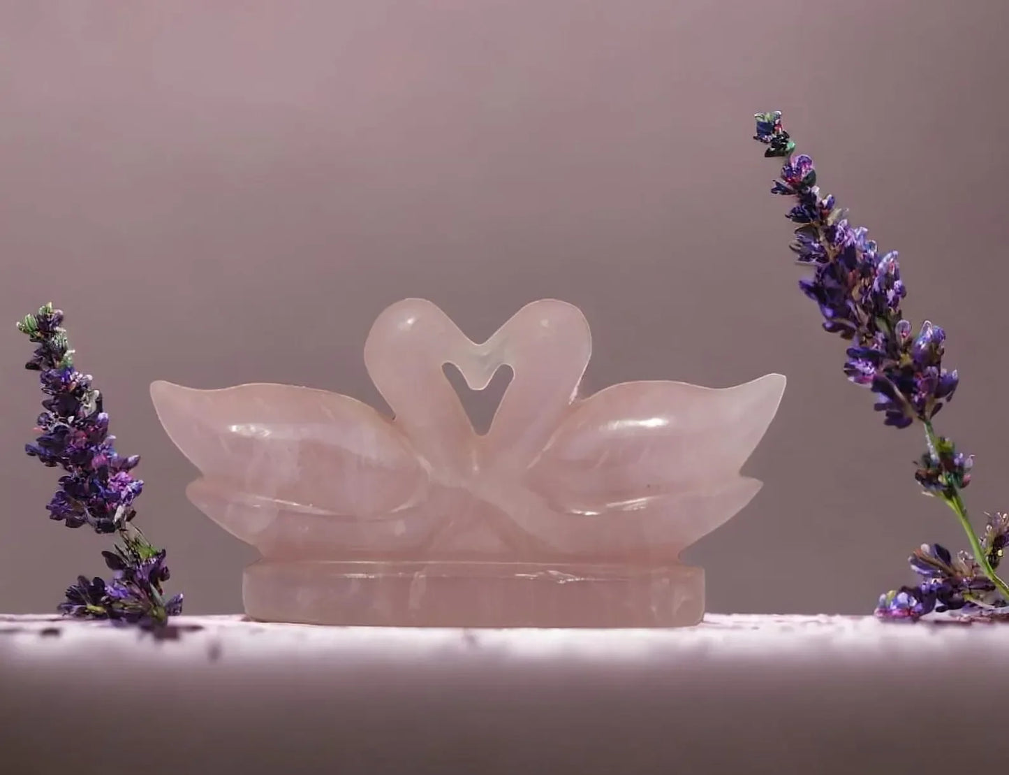 Natural Rose Quartz Duck Figurine Pair | Sahaj Hast | Healing Crystal for Love & Harmony | Handcrafted Romantic Gift & Home Décor - ART AKASHA STUDIO