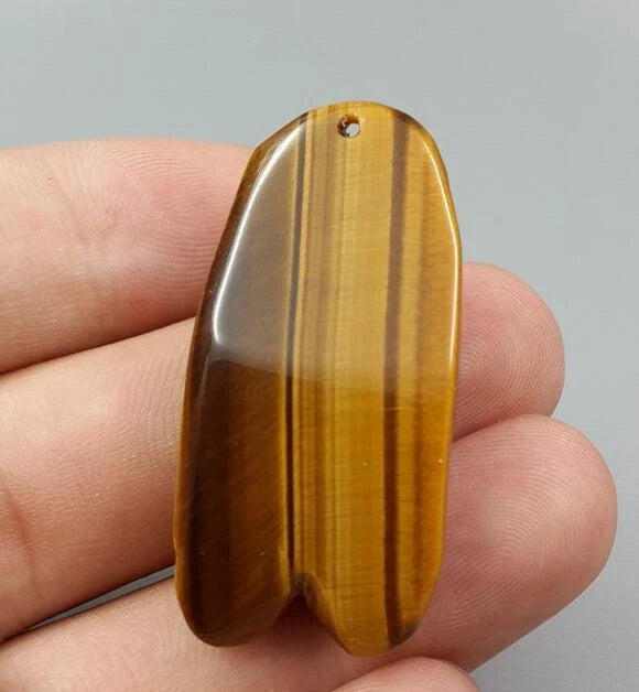SahajHast 3D Carved Natural Yellow Tiger Eye Cicada Pendant- Lucky Charm Gift - ART AKASHA STUDIO