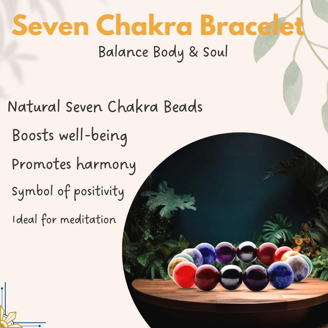 Seven Chakra Bracelet with 8mm Beads – Balance, Harmony & Energy Alignment - ART AKASHA STUDIO