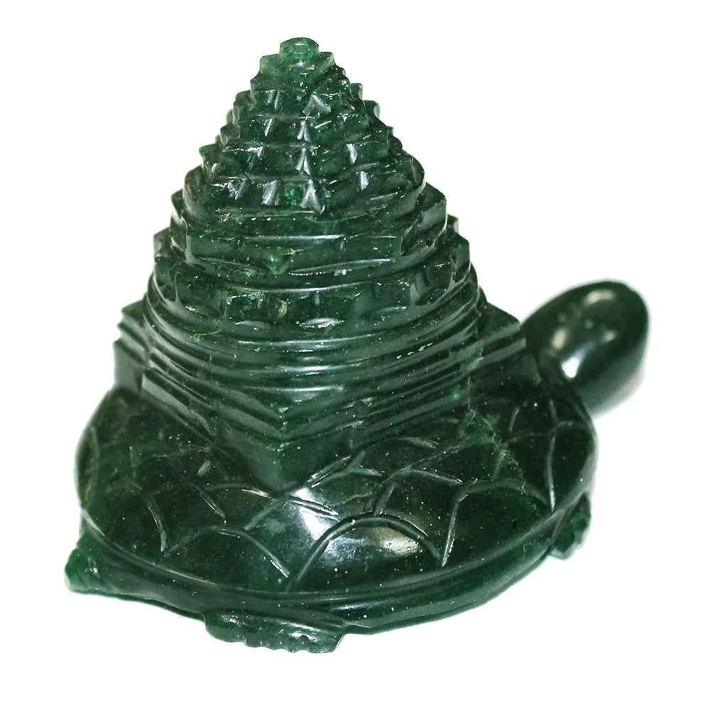 Shree Yantra on Tortoise – Natural Green Jade (500g) | Vastu & Spiritual Energy - ART AKASHA STUDIO