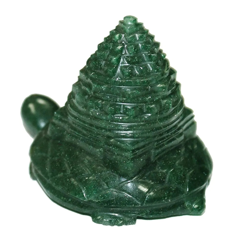 Shree Yantra on Tortoise – Natural Green Jade (500g) | Vastu & Spiritual Energy - ART AKASHA STUDIO