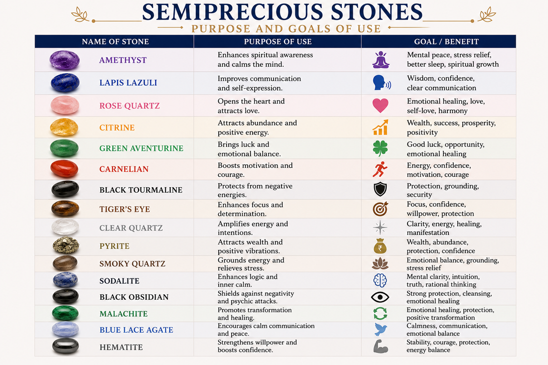 The Complete Guide to Semi-Precious Stones: Meanings, Types, Benefits &amp; Everyday Use