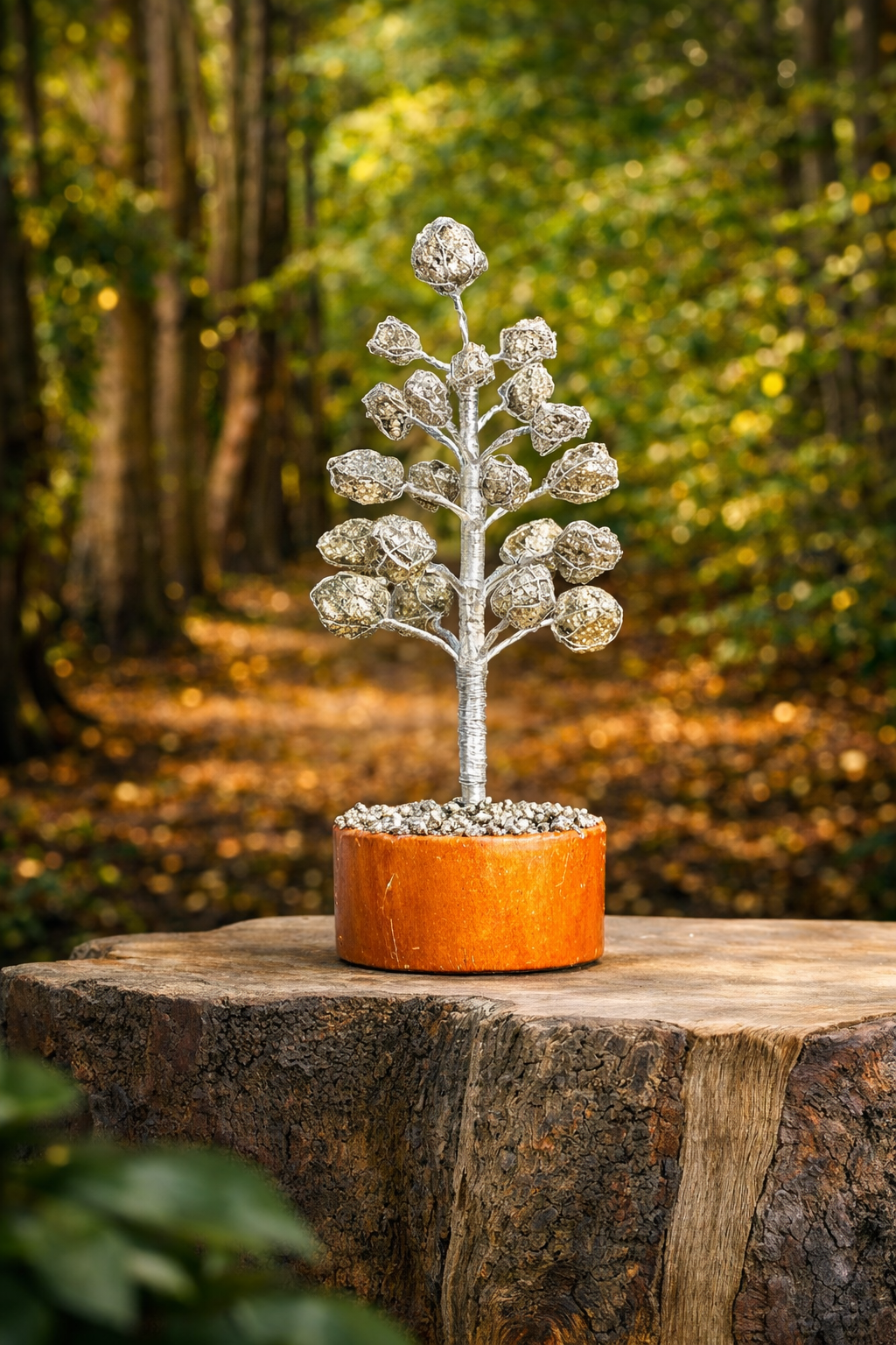 Pyrite Crystal Tree for Wealth & Protection – Gemstone Bonsai Money Tree | Reiki Healing & Spiritual Home Decor - ART AKASHA STUDIO