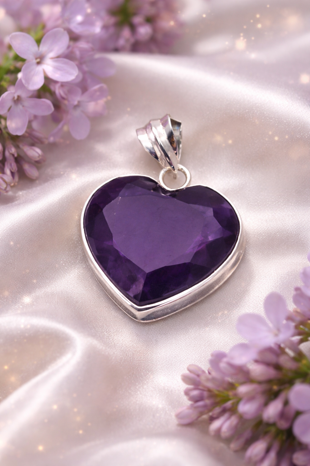 Handmade Amethyst Heart Shaped Pendant – Silver Plated  Natural Purple Gemstone | Healing Crystal Jewelry | Elegant Gift for Her - ART AKASHA STUDIO