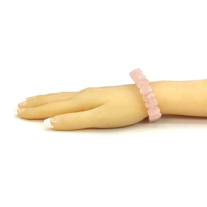 Sahaj Hast Rose Quartz Oval Diamond-Cut Pink Bracelet - ART AKASHA STUDIO