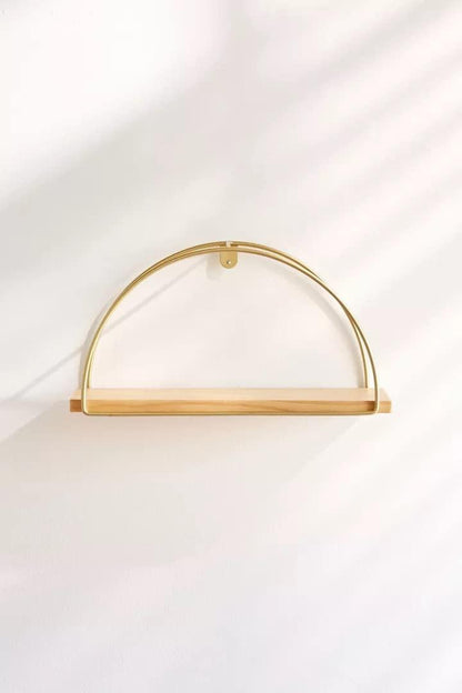 Golden D Shape Floating Shelve Wall Mounted, Rustic Wood mat Golden Color Wall Shelves Set for Bedroom, Bathroom, Living Room, Kitchen (Golden Color with MAT Finish) - ART AKASHA STUDIO