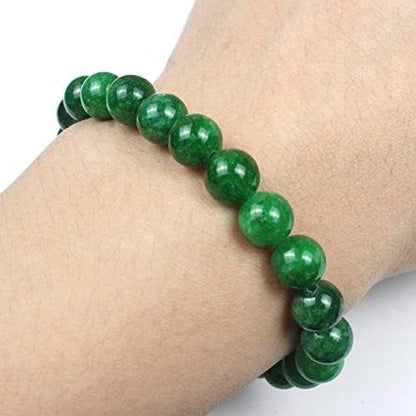 Natural Green Jade Bracelet | Certified 8mm Gemstone Bracelet for Men & Women | Luck, Prosperity, Harmony & Positive Energy